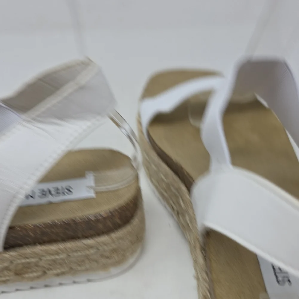 Steve Madden Jacklin White Espadrille Platform Sandals Women's Size 9